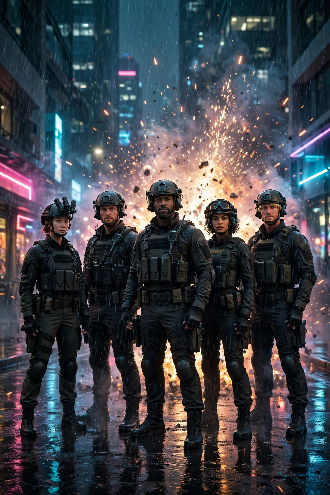 Carátula de película de acción: equipo táctico